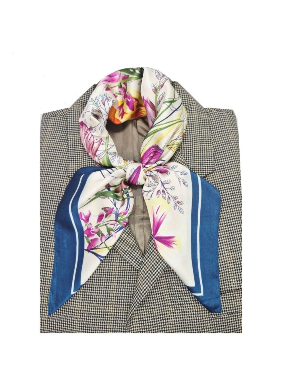 ✨Elegant Silky Square Scarf Blue Gold Paisley Print Luxury Neck Handbag Wrap New
